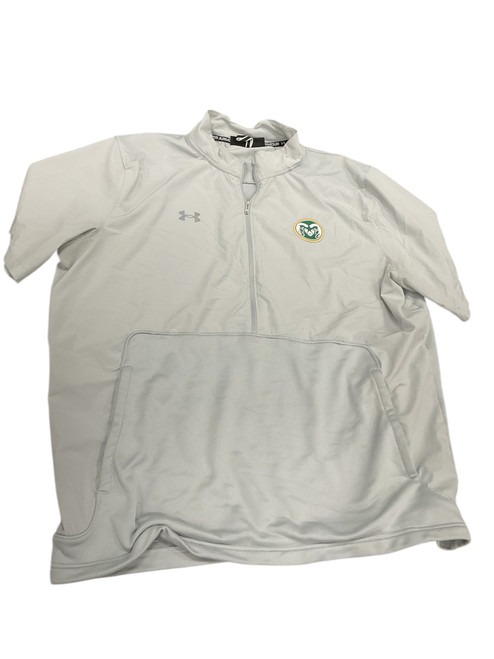 Vist Large View of Product Image Which is Used Under Armour CSU QUARTER ZIP SHORT SLEEVE WINDBREAKER FB Top Adult Grey 2X