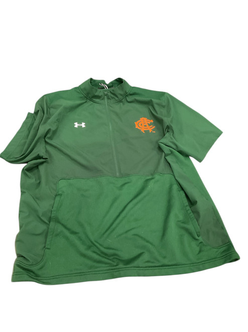 Vist Large View of Product Image Which is Used Under Armour CSU QUARTER ZIP SHORT SLEEVE WINDBREAKER FB Top Adult Green 2X