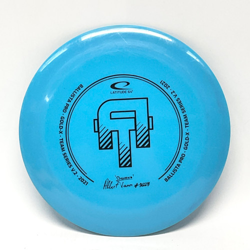 Vist Large View of Product Image Which is Used Latitude 64 GOLD X TEAM SERIES 2 BALLISTA PRO Disc Golf Driver Carolina Blue 176g