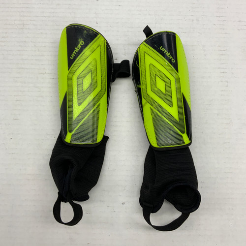 Vist Large View of Product Image Which is Used Umbro Soccer Shin Guards Junior Yellow Junior