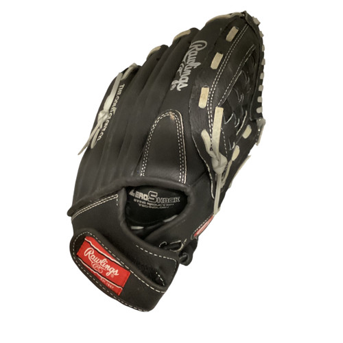 Vist Large View of Product Image Which is Used Rawlings RSB BB/SB Glove RH Throw Black 12"