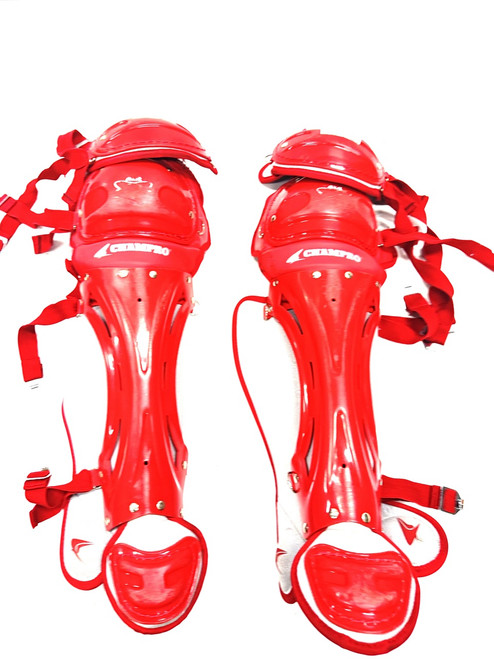 Vist Large View of Product Image Which is Used Champro CG81 Catchers Leg Guards Red Adult