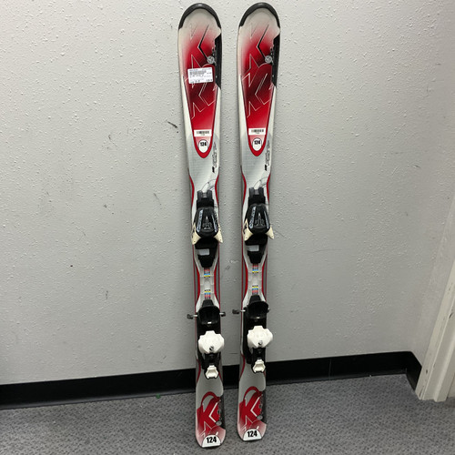 Vist Large View of Product Image Which is Used K2 AMP STRIKE JR Boys DH Ski/Binding White/Black/Red 124 cm