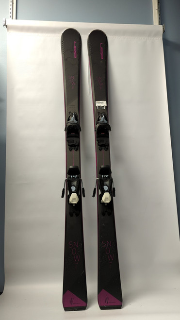 Vist Large View of Product Image Which is Used Elan SNOW SKIS Womens DH Ski/Binding Black And Purple 146 cm