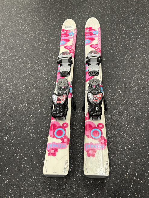 Vist Large View of Product Image Which is Used Rossignol PRINCESS Girls DH Ski/Binding White 90 cm