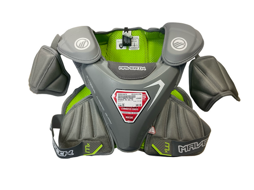 Vist Large View of Product Image Which is Used Maverik MX EKG Lacrosse Shoulder Pads Grey MD