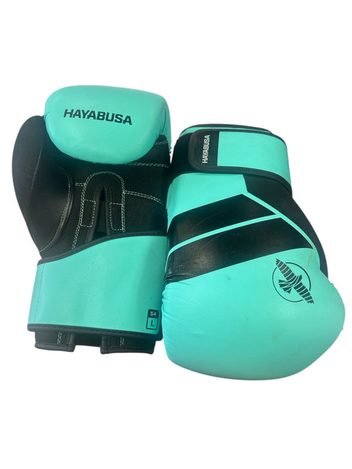 Vist Large View of Product Image Which is Used HAYABUSA Boxing Gloves Black And Sky Blue LG