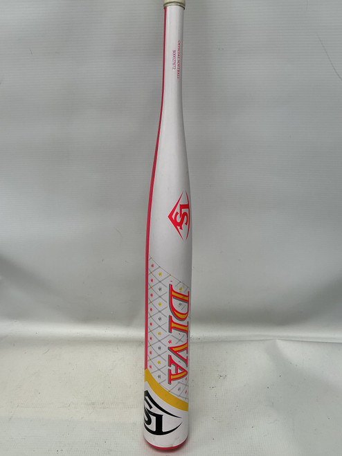 Vist Large View of Product Image Which is Used Louisville Slugger DIVA WTLFPDV18A115 BB/SB Fastpitch Bat Pink And White 31"
