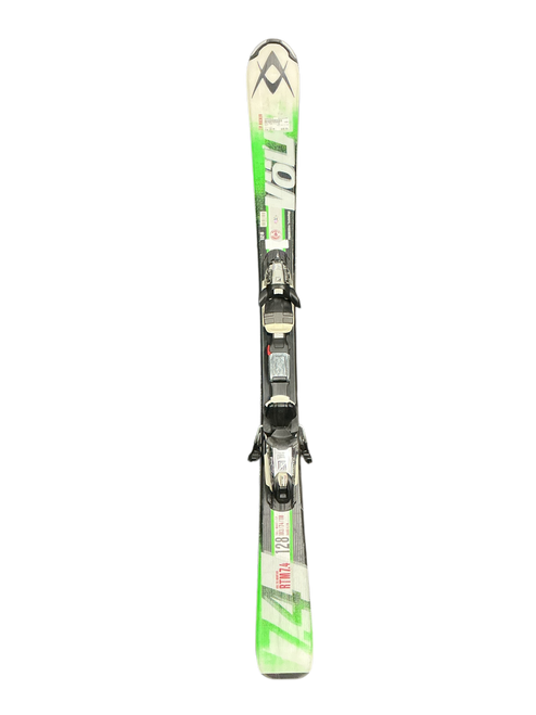 Vist Large View of Product Image Which is Used Volkl RTM 7.4 128 Boys DH Ski/Binding Green 128 cm