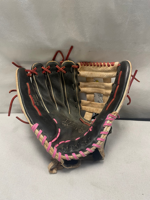 Vist Large View of Product Image Which is Used Miken PRO SERIES BB/SB Glove LH Throw Brown 15"