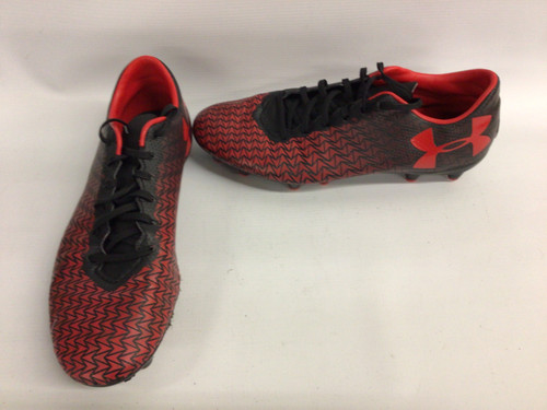 Vist Large View of Product Image Which is Used Under Armour Soccer Cleats Black And Red Senior 9.5
