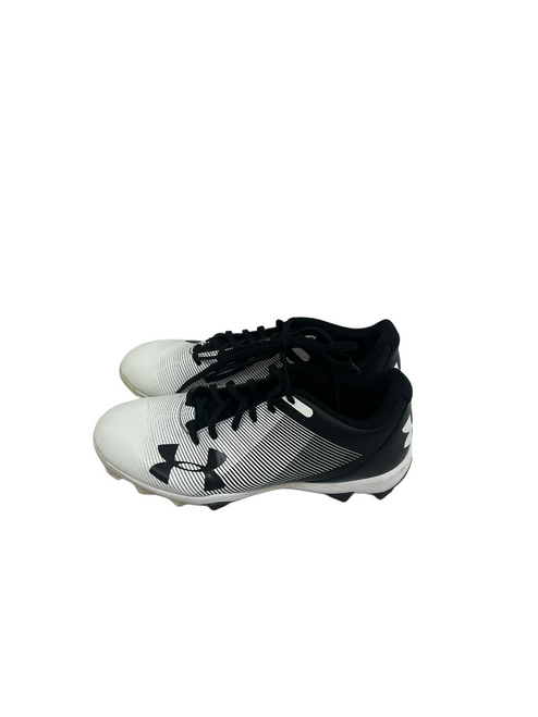 Vist Large View of Product Image Which is Used Under Armour Leadoff Jr 5.5 Black and White Baseball Cleats