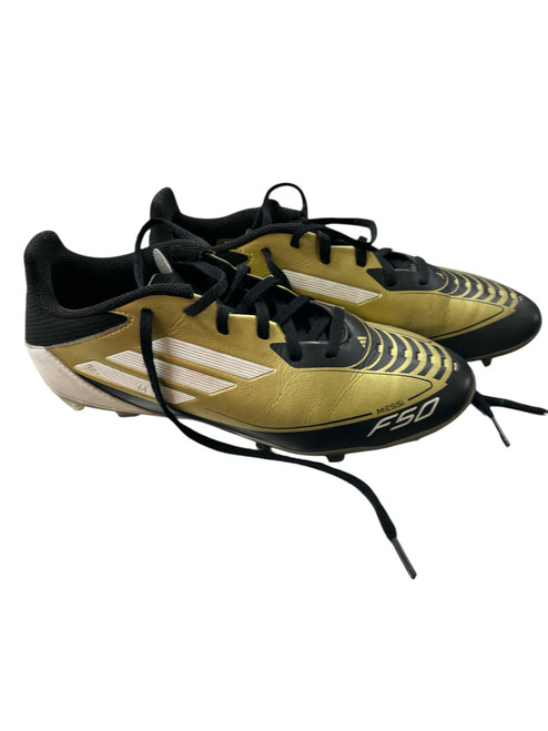 Vist Large View of Product Image Which is Used Adidas Soccer Cleats Black And Gold Senior 6