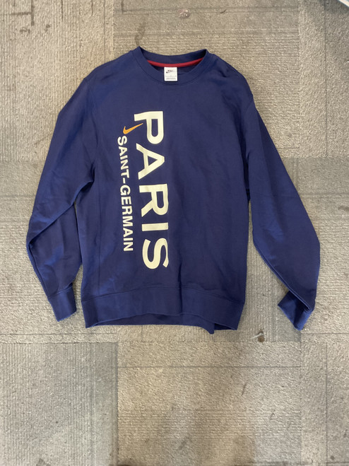 Vist Large View of Product Image Which is Used Nike PSG SWEATSHIRT Soccer Top Adt Navy Blue LG