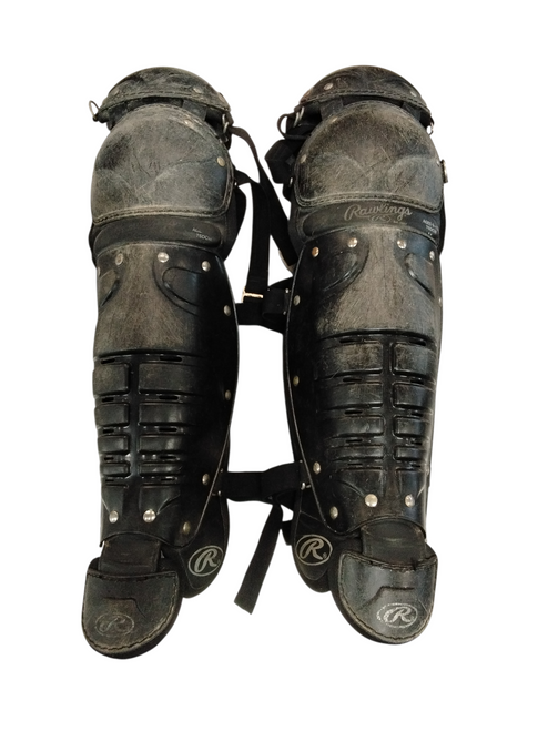 Vist Large View of Product Image Which is Used Rawlings 76DCW Catchers Leg Guards Black Junior