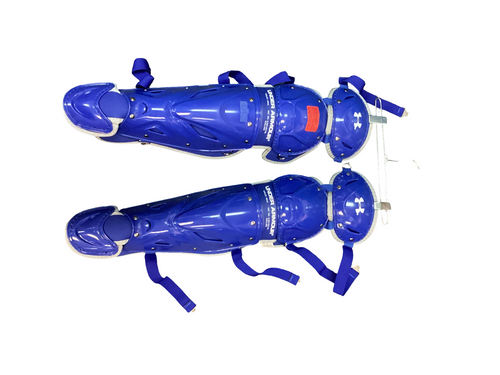 Vist Large View of Product Image Which is Used Under Armour UALG2-SRVS Catchers Leg Guards Royal Blue Adult