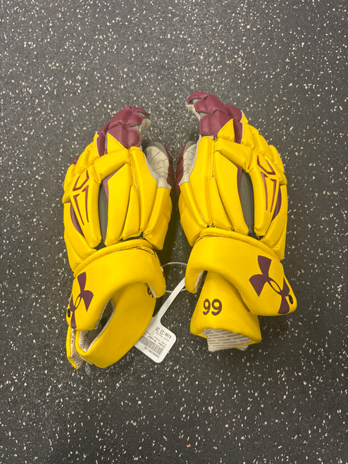 Vist Large View of Product Image Which is Used Under Armour COMMAND PRO II Lacrosse Gloves Mens Yellow 13"