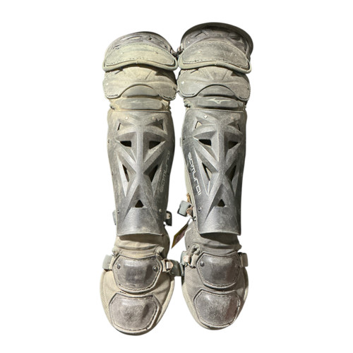 Vist Large View of Product Image Which is Used Mizuno ADLT MIZUO SAMURAI SHIN Catchers Leg Guards Royal Blue Adult