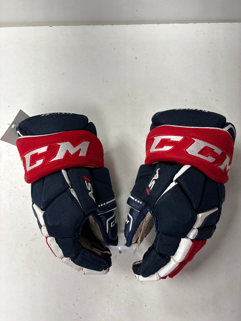 Vist Large View of Product Image Which is Used CCM TACKS AS1 Junior Gloves White/Red/Navy 11"