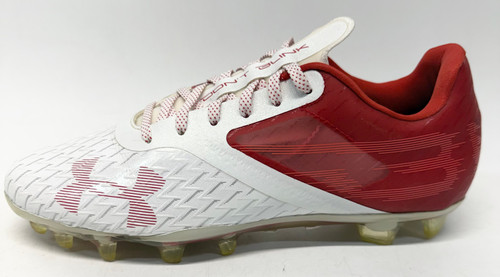 Vist Large View of Product Image Which is Used Under Armour BLUR LUX Adult FB Cleats Red And White Senior 8