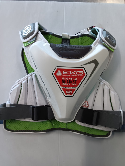 Vist Large View of Product Image Which is Used Maverik MAX Lacrosse Shoulder Pads White LG
