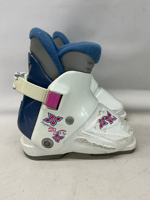 Vist Large View of Product Image Which is Used Nordica SUPER 01 Girls DH Ski Boot White 155 MP - Y08