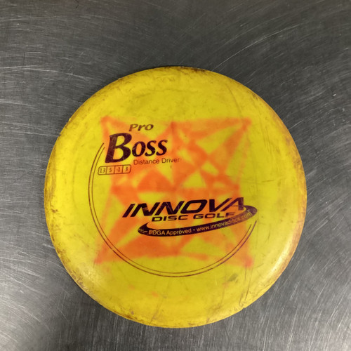 Vist Large View of Product Image Which is Used Innova PRO BOSS Disc Golf Driver Yellow