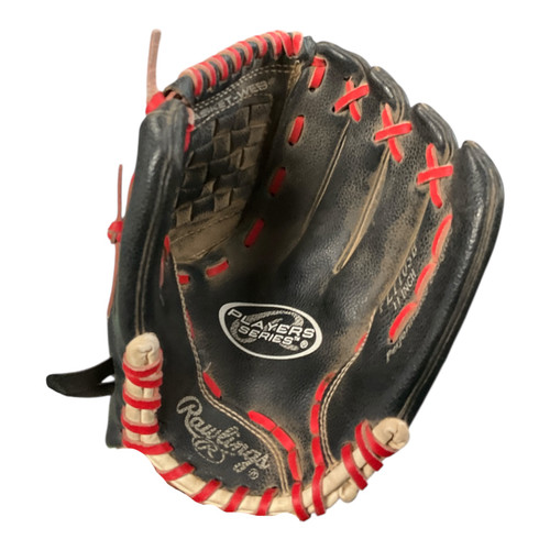 Vist Large View of Product Image Which is Used Rawlings PLAYER SERIES BB/SB Glove RH Throw Black 11"