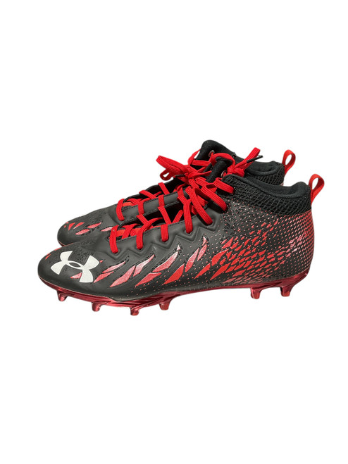 Vist Large View of Product Image Which is Used Under Armour RED CLAW Adult FB Cleats Black And Red Senior 11