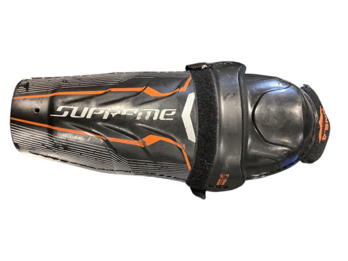 Vist Large View of Product Image Which is Used Bauer SUPREME ONE.4 Junior Shin Guards Black 11"