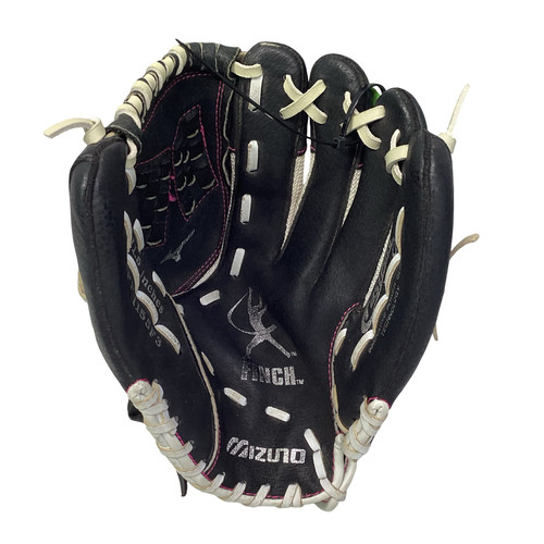 Vist Large View of Product Image Which is Used Mizuno FINCH RH Throw Fastpitch Gloves Black 11 1/2"