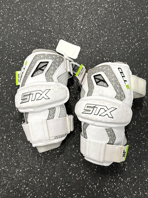 Vist Large View of Product Image Which is Used STX CELL VI Lacrosse Arm Pads/Guards White MD