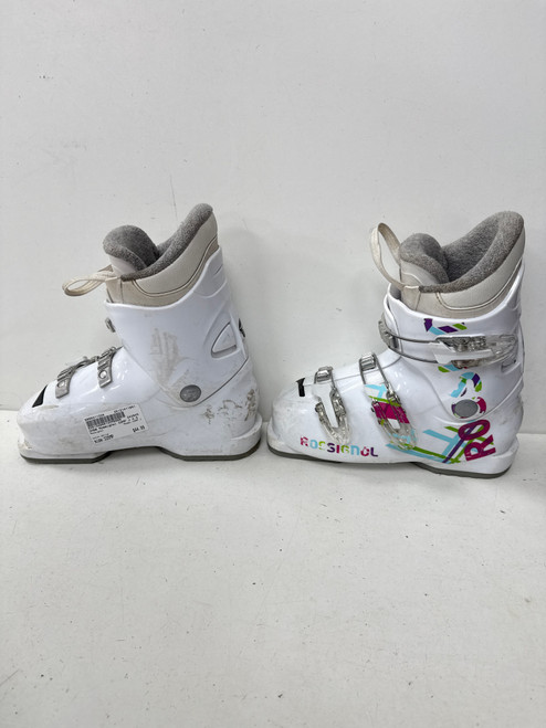 Vist Large View of Product Image Which is Used Rossignol COMP J Girls DH Ski Boot White 225 MP - J04.5 - W5.5