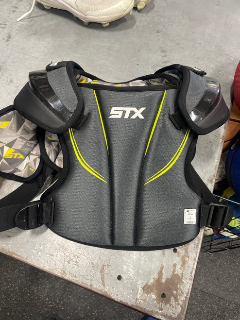Vist Large View of Product Image Which is Used STX 200 + STALLION Lacrosse Shoulder Pads Black Senior