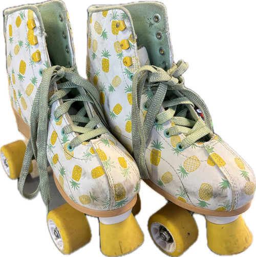 Vist Large View of Product Image Which is Used RollerDerby PINAPPLE Junior Roller Quad Skates White Adjustable