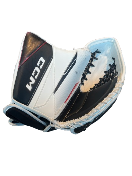 Vist Large View of Product Image Which is Used CCM AXIS 2.5 Junior Goalie Catcher White
