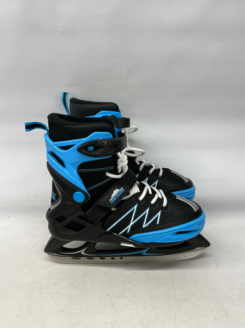 Vist Large View of Product Image Which is Used Lake Placid ADJ 2-6 Boys Softboot Skate Black And Carolina Blue Adjustable
