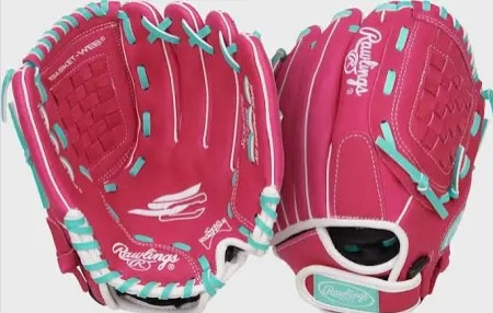 Vist Large View of Product Image Which is New Rawlings Sure Catch 10.5" Fastpitch Softball Pink / Mint