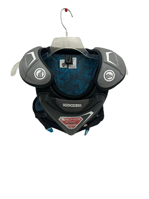 Vist Large View of Product Image Which is Used Maverik Charger EKG XS Lacrosse Shoulder Pads Black