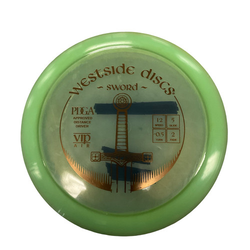 Vist Large View of Product Image Which is Used Westside VIP AIR SWORD Disc Golf Driver Green