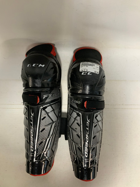 Vist Large View of Product Image Which is Used CCM FT 350 Junior Shin Guards Black 11"