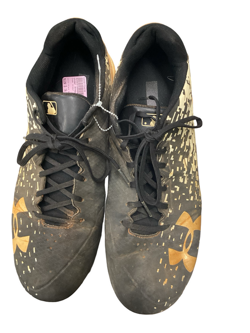 Vist Large View of Product Image Which is Used Under Armour BB/SB Cleats Black And White Senior 14