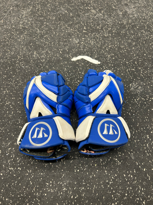 Vist Large View of Product Image Which is Used Warrior D3O Lacrosse Gloves Mens Royal Blue LG