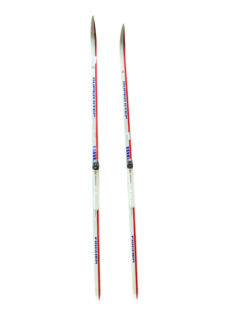 Vist Large View of Product Image Which is Used Fischer SUPER STEP SKIS W SALOMON BOOTS 12.5 Mens XC Ski/Binding 210 cm