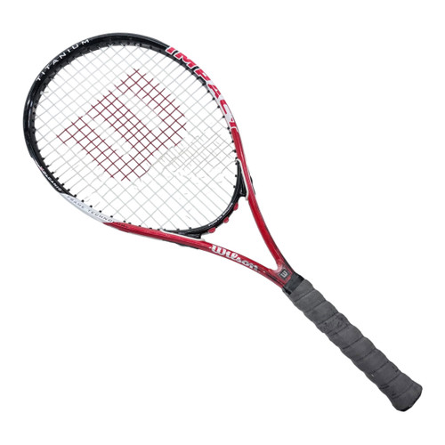 Vist Large View of Product Image Which is Used Wilson IMPACT Adult Tennis Racquet Red 4 1/4"