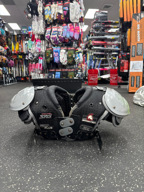 Vist Large View of Product Image Which is Used Rawlings SPARTAN FB Shoulder Pads Black SM