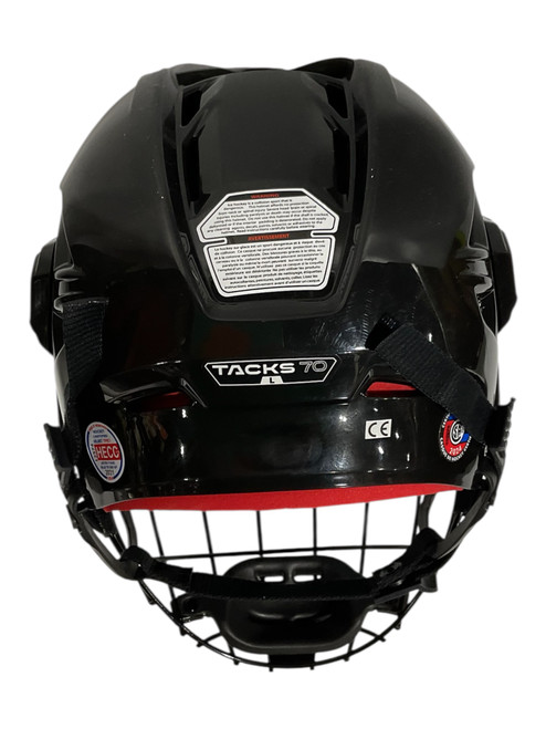 Vist Large View of Product Image Which is Used CCM TACKS 70 Helmet Cage Combo Black LG