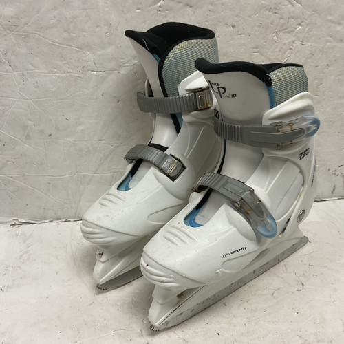 Vist Large View of Product Image Which is Used Lake Placid GLIDER 500 ADJ 2-4 Boys Figure Skate White And Royal Blue Adjustable