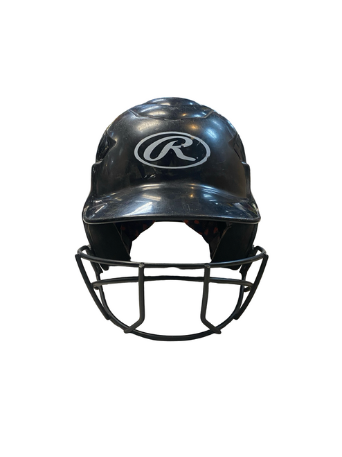 Vist Large View of Product Image Which is Used Rawlings BLACK HELMET WITH MASK Batting Helmet w/Mask Black MD