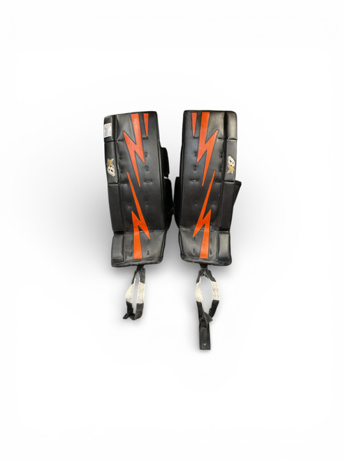 Vist Large View of Product Image Which is Used Brians NETZERO 25 Goalie Leg Pads Youth Black 25"